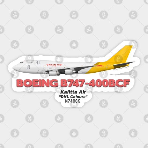 Boeing B747-400BCF - Kalitta Air "DHL Colours" Sticker by TheArtofFlying